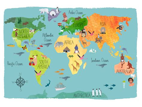 Map Of The World For Kids